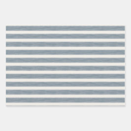 Strandhütten-Streifenmuster in Meeresglas-Blau Geschenkpapier Set