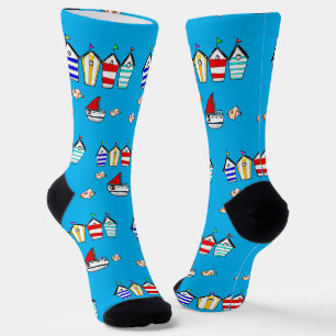 Strandhütten und Boote Socken