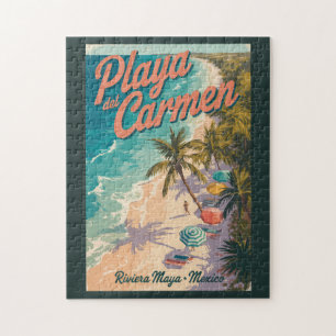 Strandillustration Playa del Carmen Reise Kunst