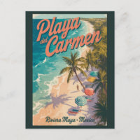 Strandillustration Playa del Carmen Reise Kunst