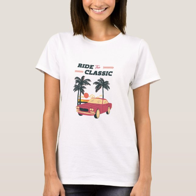 Strandillustration Retro Oldtimer T-Shirt (Vorderseite)