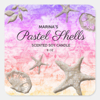 Strandkandkandle Pastell Muscheln Square Sticker