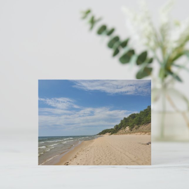 Strandkarte vom Michigan-See Postkarte (Stehend Vorderseite)
