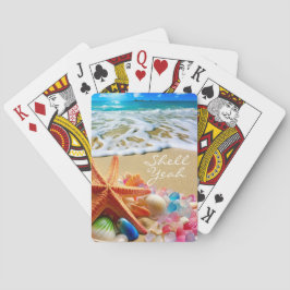 Strandkarten mit Muscheln und Meerglas Spielkarten