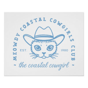 Strandkatzenkatze mit Cowgirl-Ästhetik Poster