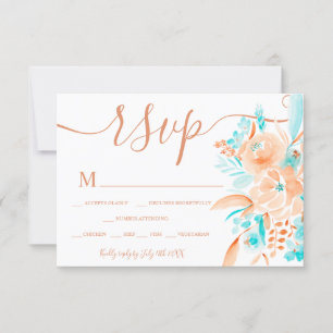 Strandkorallen aquamarin florale Aquarellfarben uA RSVP Karte