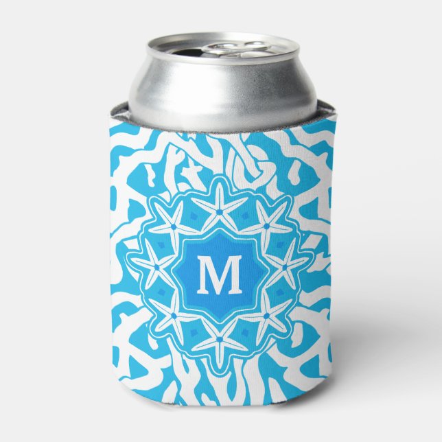 Strandkorallenriff Starfish Monogram | Hellblau Dosenkühler (Kanne Vorderseite)