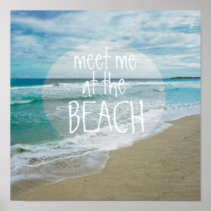 Strandkursivposter treffen mich am Strand Poster