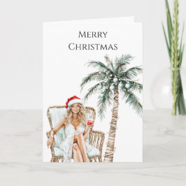 Strandküste Blond Frau Weihnachten Karte
