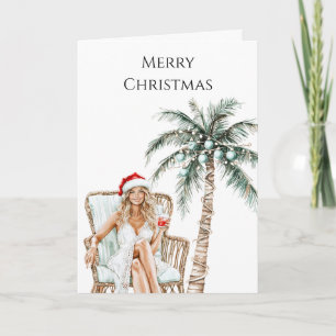 Strandküste Blond Frau Weihnachten Karte
