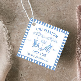 Strandküste Handgezeichneter Blue Junggeselinnen-A Geschenkanhänger