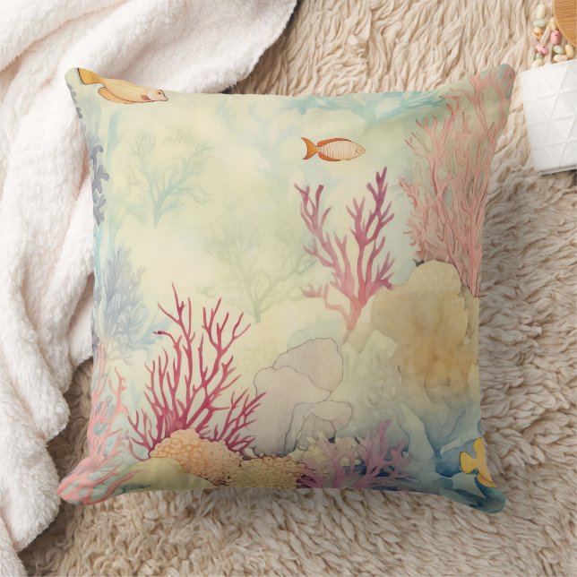 Strandküste Korallen und Fische Kissen (Decke)