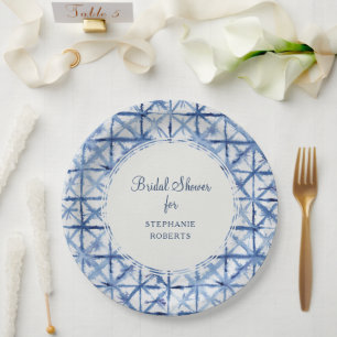 Strandküste Navy Blue White Brautparty Pappteller