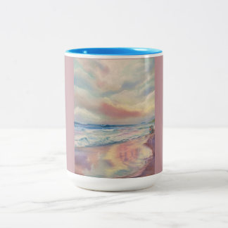 Strandküstenliniewellen Zweifarbige Tasse