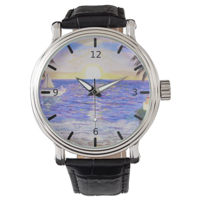 Strandlandschaft Armbanduhr (Vorderseite)