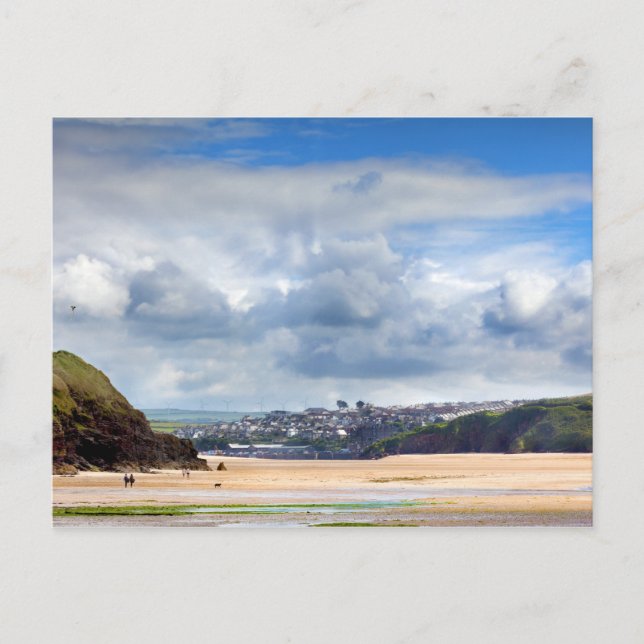 Strandlandschaft in der Bucht von Daymer in Cornwa Postkarte (Vorderseite)