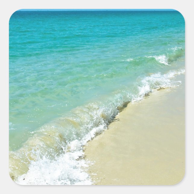 Strandlandschaft Quadratischer Aufkleber (Vorderseite)