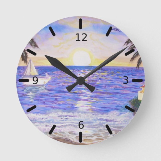 Strandlandschaft Runde Wanduhr (Vorderseite)