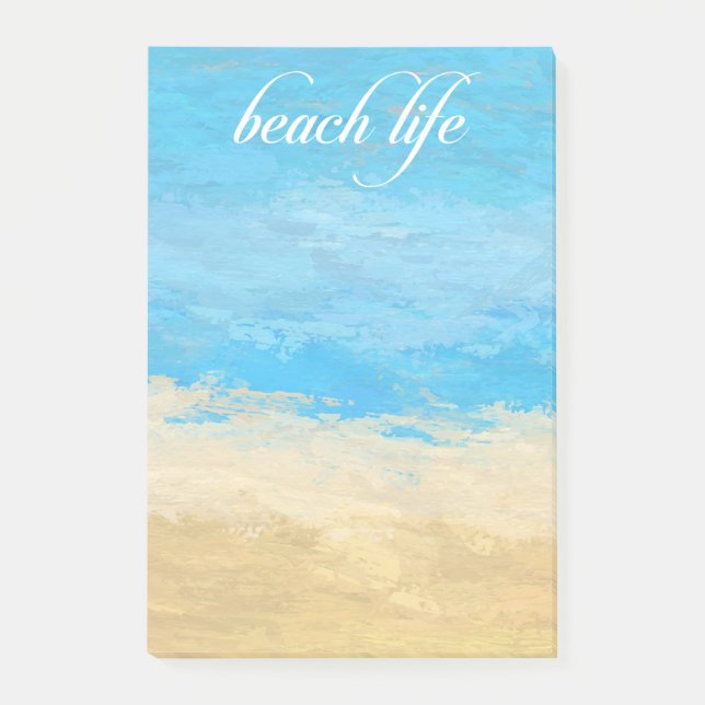Strandleben Aquarellfarben nach der Einführung Post-it Klebezettel (Vorderseite)