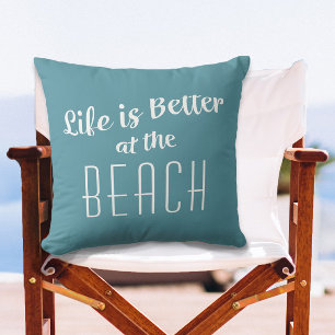 Strandleben ist besser Cute Küsten Nautical Grün Kissen