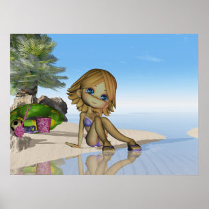 Strandleben, kleine Süsse Kuchen Kollektion Poster