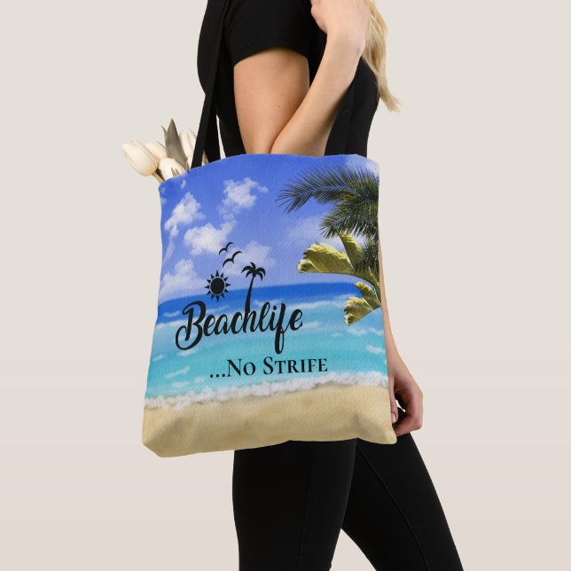 Strandleben No Strife Zitat Sommerpalmenwasser Tasche (Von Nahem)