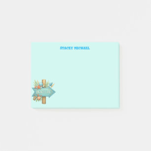 Strandleben Schild Post-it-Notiz hellblau Post-it Klebezettel