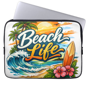 Strandleben – Tropischer Sonnenuntergang-Surf Laptopschutzhülle