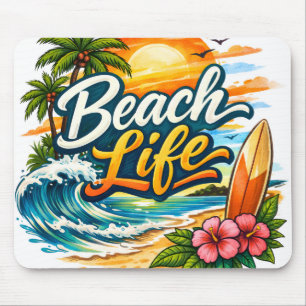 Strandleben – Tropischer Sonnenuntergang-Surf Mousepad