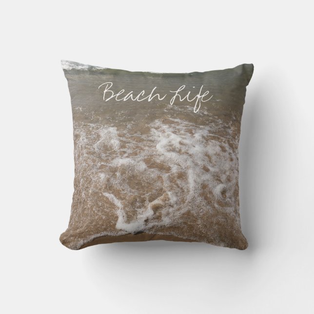 Strandleben Zitate Ocean Sandy Foamy Water Waves Kissen (Vorderseite)