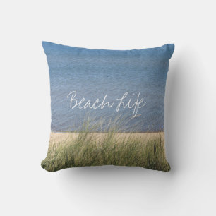 Strandlebenszitate Ozean Strand Blau Weiß Trendy Kissen