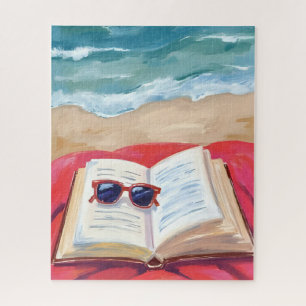 Strandlektüre   Ozeanwellen Aquarellmalerei