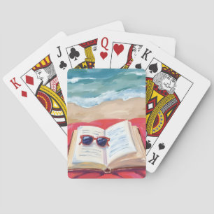Strandlektüre   Ozeanwellen Aquarellmalerei Spielkarten