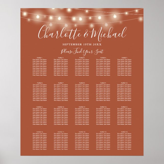 Strandleuchten Terracotta Hochzeitsstift Poster (Vorne)