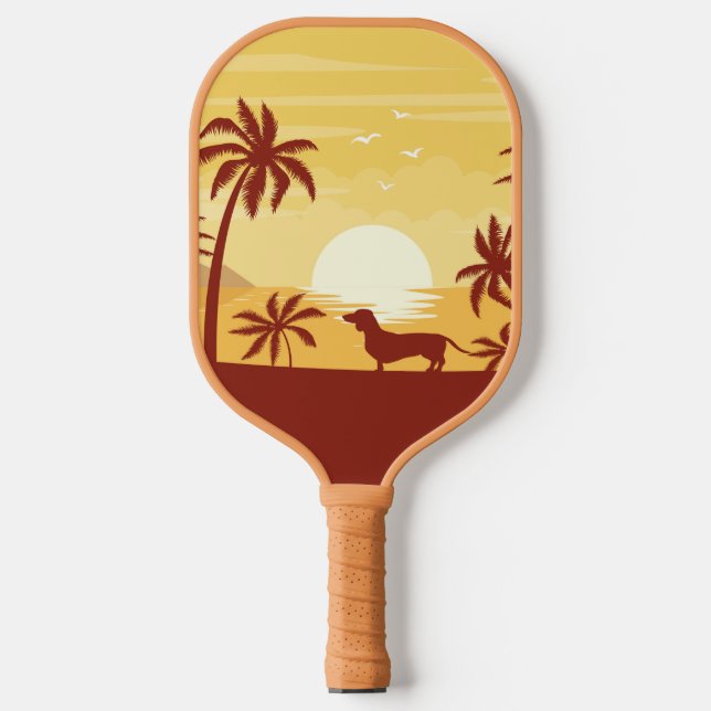 Strandliebende Dackel Pickleball-Geschenk Pickleball Schläger (Vorderseite)