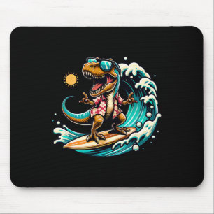 Strandliebhaber T-Rex Dinosaurier fährt Surfboard Mousepad