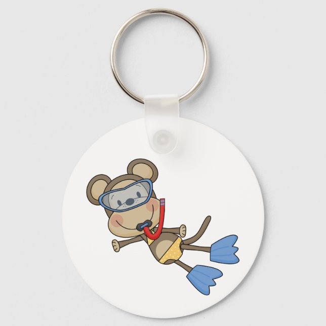 Strandmonkey Schnorcheln Tshirts und Geschenke Schlüsselanhänger (Vorderseite)