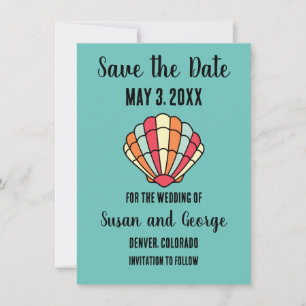 Strandmuschel Beach Nautical Save-the-Date-Einladu Save The Date
