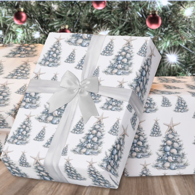 Strandmuschel-Weihnachtsbaum-Muster Geschenkpapier (Beach Shell Christmas Tree Pattern Wrapping Paper )