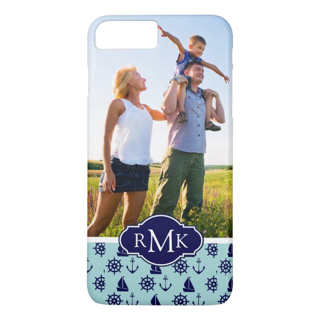 Strandmuster| Ihr Foto & Monogramm Case-Mate iPhone Hülle (Rückseite)