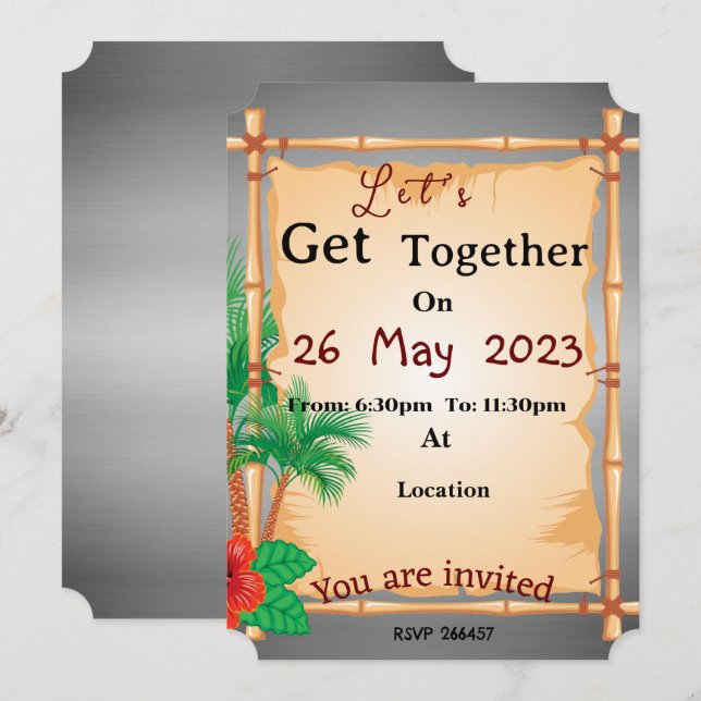 Strandnahe Zusammenkunft Einladung (Vorne/Hinten)