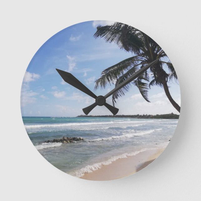 STRANDPALM RUNDE WANDUHR (Vorderseite)