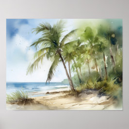 Strandpalme Bäume Wasserfarben Kunst, Dichtung und Poster
