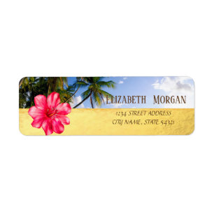 Strandpalme,Hibiskus,Gold Adressetikett