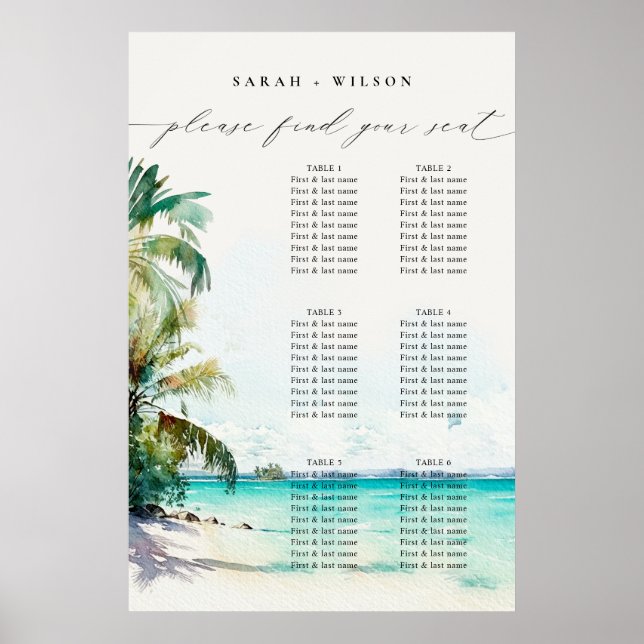 Strandpalmen Hochzeitsstift Poster (Vorne)