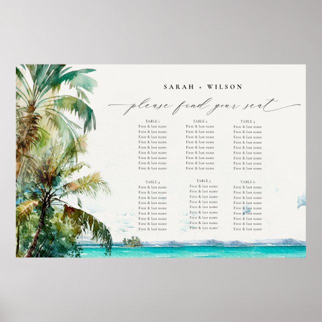 Strandpalmen Hochzeitsstift Poster (Vorne)
