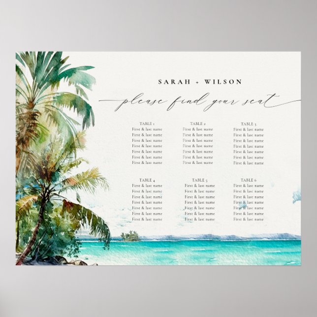 Strandpalmen Hochzeitsstift Poster (Vorne)
