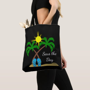 Strandpalmen und Flip-Flops Tasche