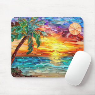 Strandpalmenbaum Sonnenuntergang Tropisch Bunt  Mousepad