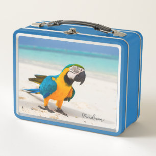 Strandpapagei mit eigenem Namen Metall Brotdose